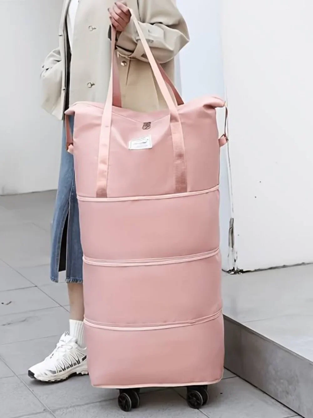 Expandable Rolling Travel Duffel Bag Detachable Spinner Oxford Cloth Carry On
